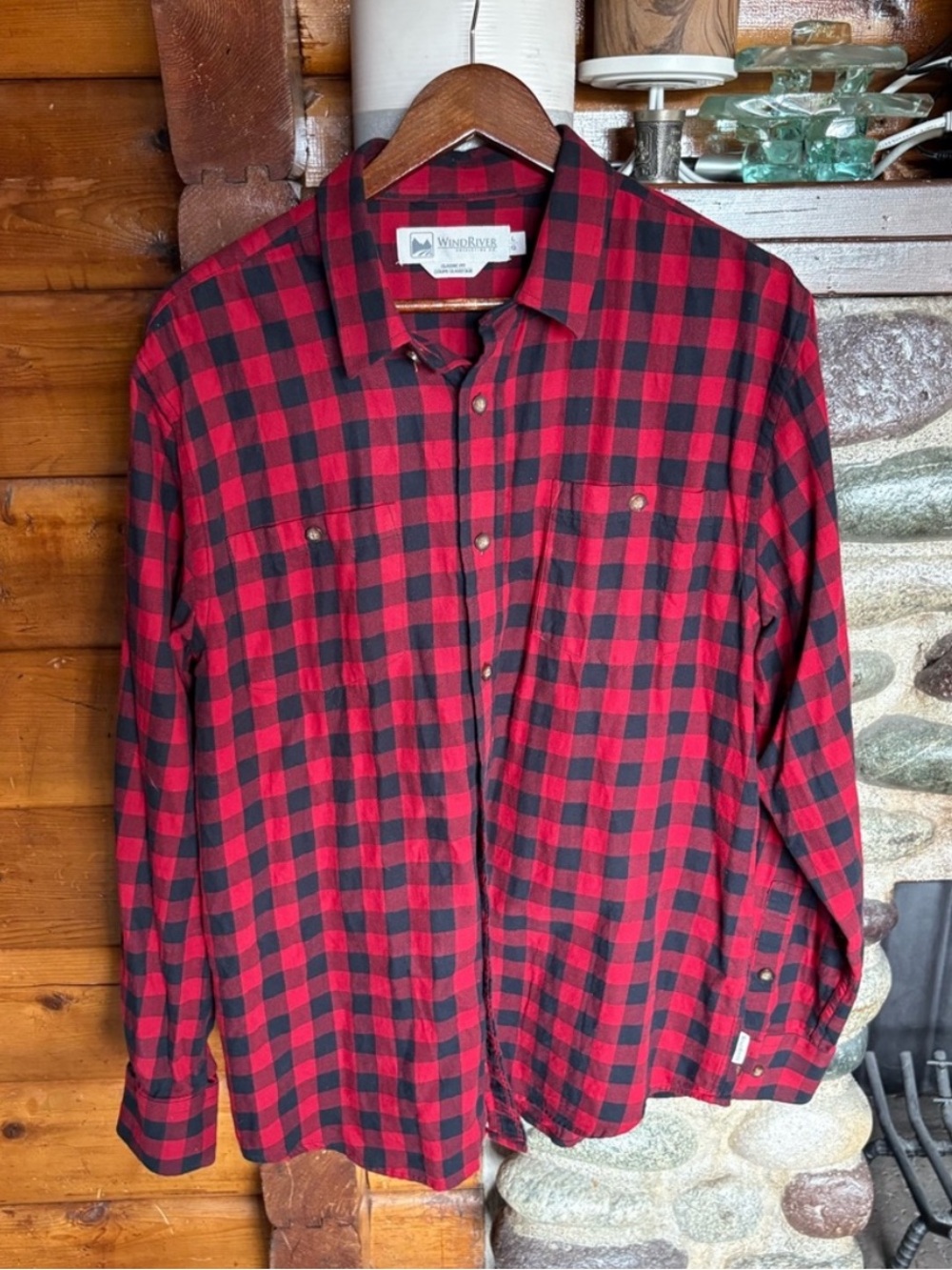 WindRiver Men’s Large Red Black Buffalo Plaid Flannel Shirt